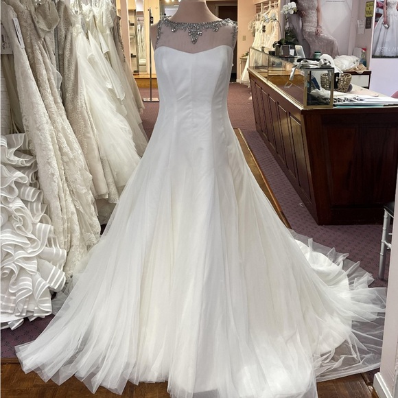 Impressions Dresses & Skirts - Impressions Bridal illusion Wedding Gown with Beaded Neckline
